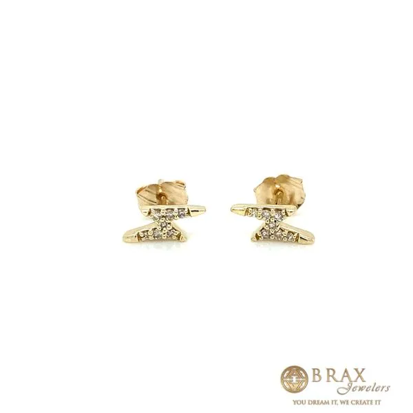 10K Yellow Gold Lighting Bolt Petite Earrings Brax Jewelers Newport Beach, CA