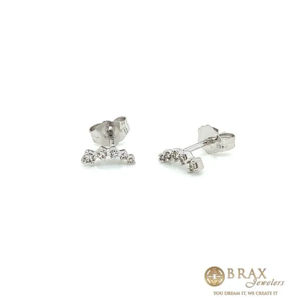 10K White Gold Climber Petite Earrings Image 2 Brax Jewelers Newport Beach, CA