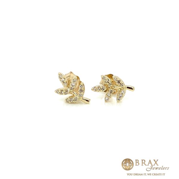 10K Yellow Gold Leaf Petite Earrings Brax Jewelers Newport Beach, CA