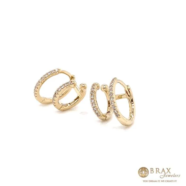 Lady's Double Huggie Natural Diamond Earrings 14 Karat Yellow Gold sc55005961V2 - Brax jewelers Image 2 Brax Jewelers Newport Beach, CA