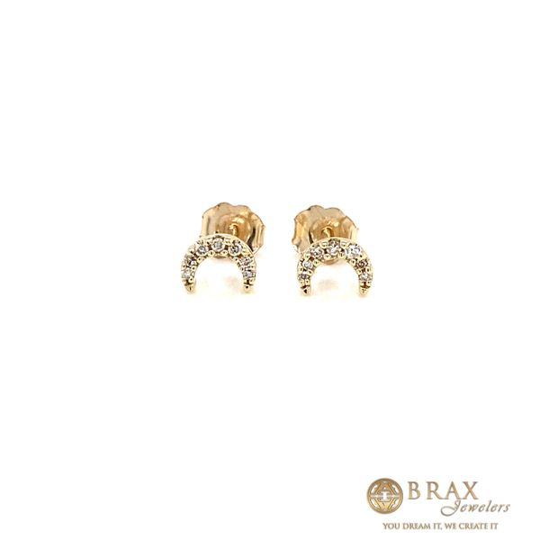 10K Yellow Gold Petite Crescent Moon Earrings Brax Jewelers Newport Beach, CA