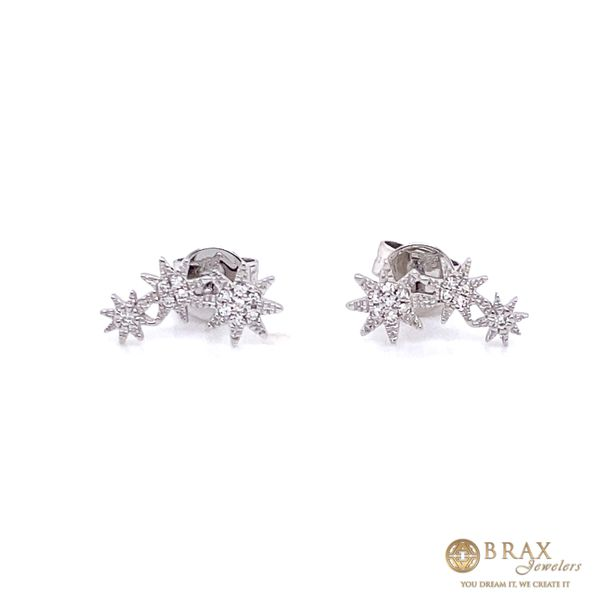 14K White Gold 3 Star Diamond Earrings Image 2 Brax Jewelers Newport Beach, CA