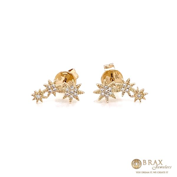 14K Yellow Gold 3 Star Earrings Brax Jewelers Newport Beach, CA