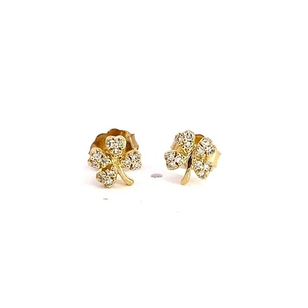 Lady's Petite Clover Natural Diamond Earrings 10 Karat Yellow Gold 644B8TSERYG - Brax jewelers Brax Jewelers Newport Beach, CA