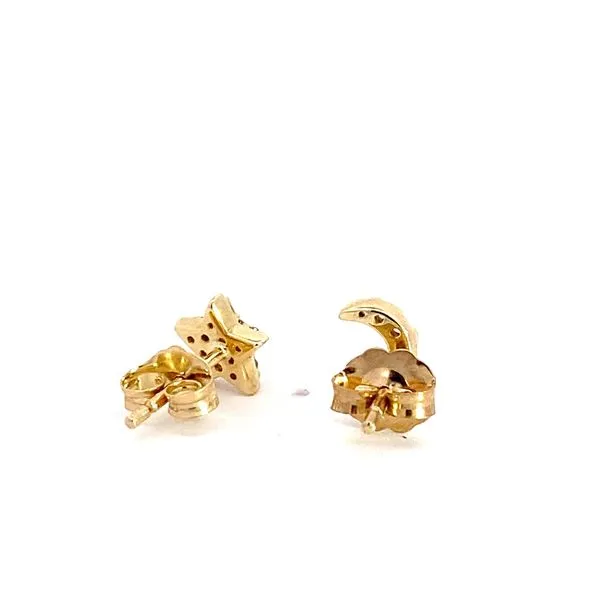 Lady's Petite Star and Moon Natural Diamond Earrings 10 Karat Yellow Gold 647C8TSERYG - Brax jewelers Image 3 Brax Jewelers Newport Beach, CA