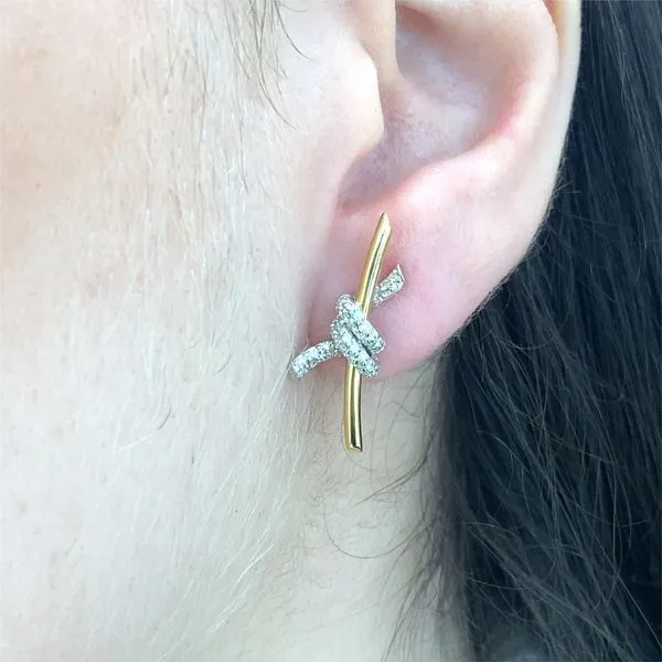 Lady's Natural Diamond Earrings 18 Karat Two-Tone Gold ED3920-302 - Brax jewelers Image 2 Brax Jewelers Newport Beach, CA