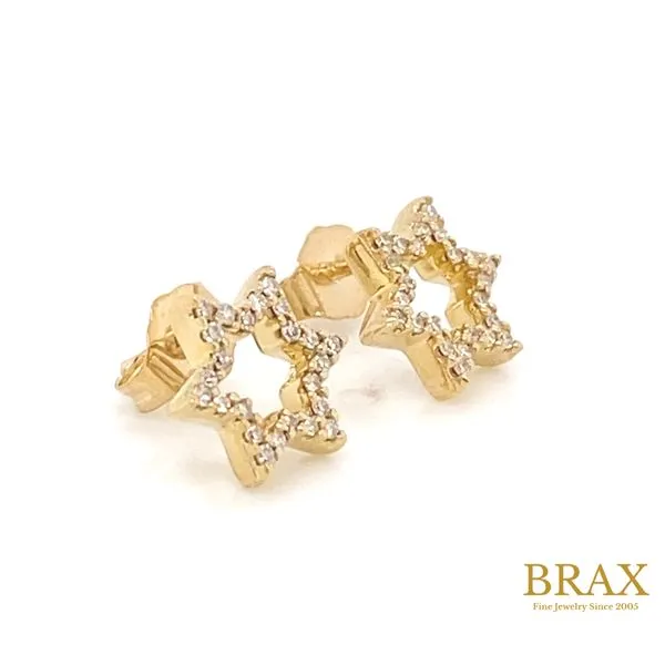 Lady's Natural Diamond Earrings 10 Karat Yellow Gold 640F8TSERYG - Brax jewelers Image 2 Brax Jewelers Newport Beach, CA