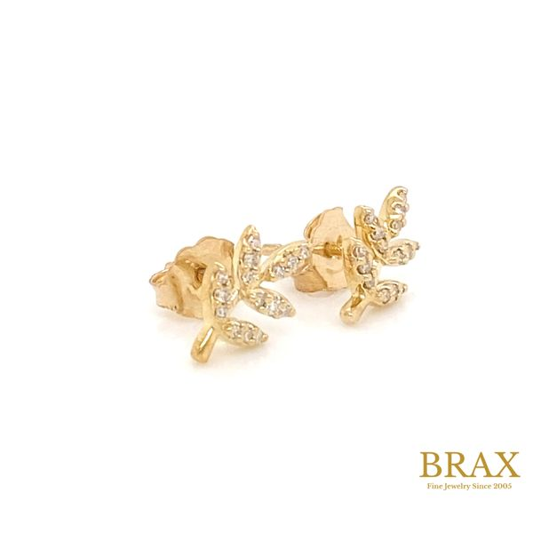 10K Yellow Gold Leaf Petite Earrings Image 2 Brax Jewelers Newport Beach, CA