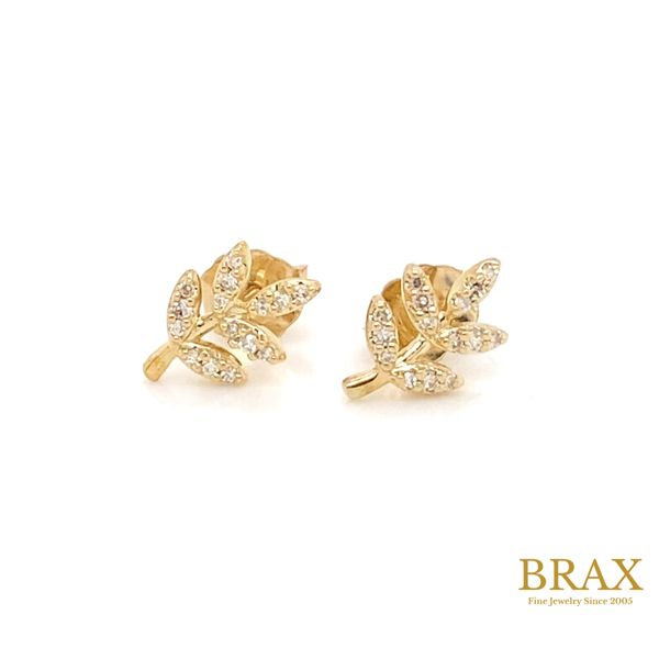 10K Yellow Gold Leaf Petite Earrings Brax Jewelers Newport Beach, CA