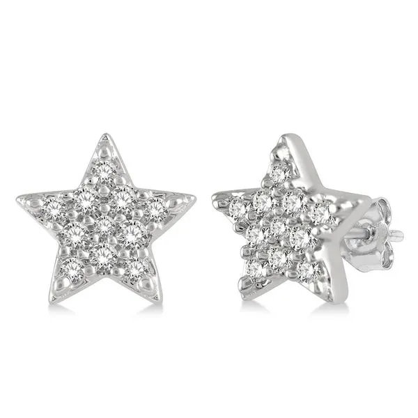 Lady's Petite Star Natural Diamond Earrings 10 Karat White Gold 643A8TSERWG - Brax jewelers Brax Jewelers Newport Beach, CA