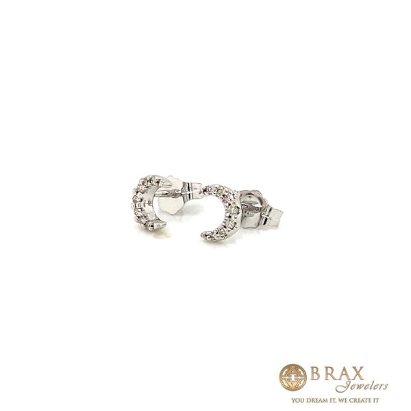 10K White Gold Crescent Moon Petite Earrings Image 2 Brax Jewelers Newport Beach, CA