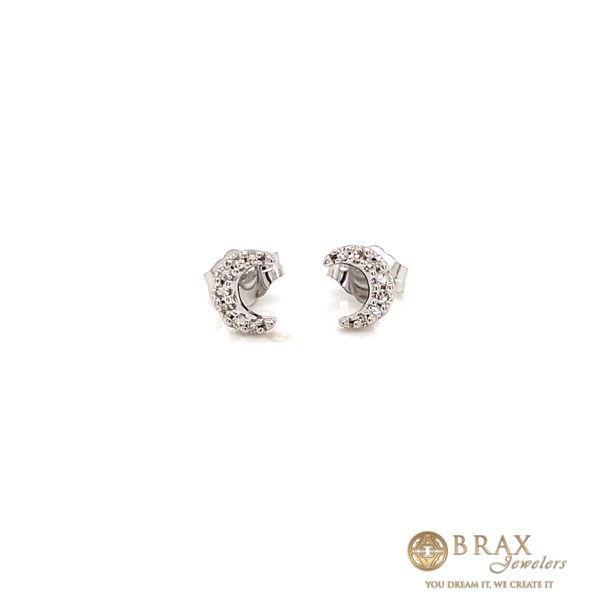10K White Gold Crescent Moon Petite Earrings Brax Jewelers Newport Beach, CA