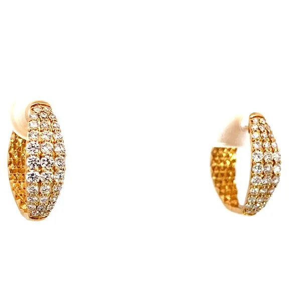 Lady's Small Hoop Natural Diamond 1.00Tw Earrings 14 Karat Yellow Gold Image 3 Brax Jewelers Newport Beach, CA