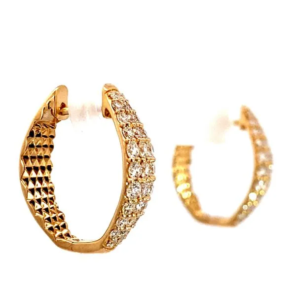 Lady's Small Hoop Natural Diamond 1.00Tw Earrings 14 Karat Yellow Gold Image 4 Brax Jewelers Newport Beach, CA