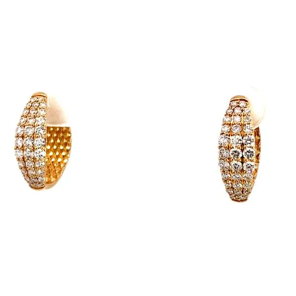 Lady's Small Hoop Natural Diamond 1.00Tw Earrings 14 Karat Yellow Gold Image 5 Brax Jewelers Newport Beach, CA
