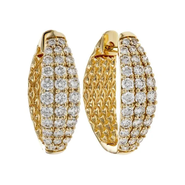 Lady's Small Hoop Natural Diamond 1.00Tw Earrings 14 Karat Yellow Gold Brax Jewelers Newport Beach, CA