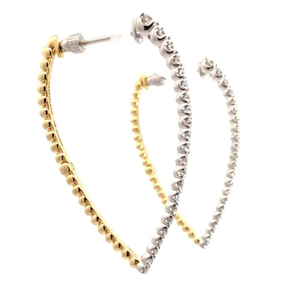 Lady's 14 Karat White And Yellow Gold Bujukan Graduating Medium Hoop Natural SI Diamond Earrings Image 3 Brax Jewelers Newport Beach, CA