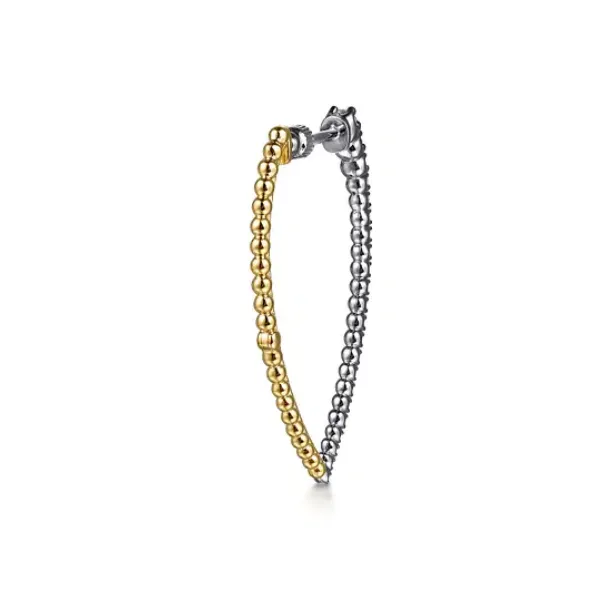 Lady's 14 Karat White And Yellow Gold Bujukan Graduating Medium Hoop Natural SI Diamond Earrings Image 5 Brax Jewelers Newport Beach, CA