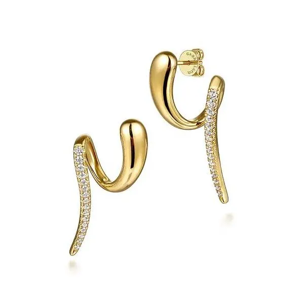 Lady's 14 Karat Yellow Gold Stud Drop Natural Diamond Earrings With 0.30Tw Round SI Diamonds Image 4 Brax Jewelers Newport Beach, CA