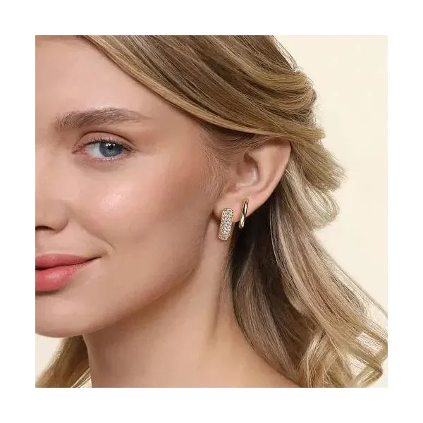 Lady's 14 Karat Yellow Gold Natural Stuggies Diamond Earrings With 0.53Tw Round SI Diamond Image 3 Brax Jewelers Newport Beach, CA