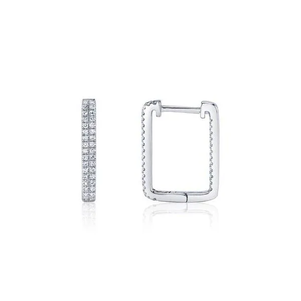Lady's Small Rectangle Hoop Natural Diamond Earrings 14 Karat White Gold SC55024154H0.60 - Brax jewelers Image 2 Brax Jewelers Newport Beach, CA