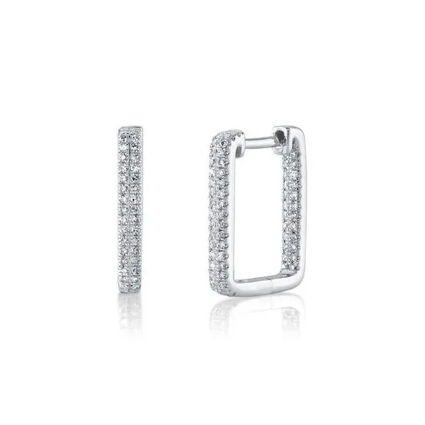 Lady's Small Rectangle Hoop Natural Diamond Earrings 14 Karat White Gold SC55024154H0.60 - Brax jewelers Brax Jewelers Newport Beach, CA