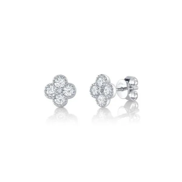 Lady's Stud Clover Natural Diamond Earrings 14 Karat White Gold SC55025664 - Brax jewelers Brax Jewelers Newport Beach, CA
