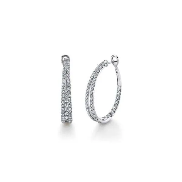 Lady's 14 Karat White Gold Large Oval Hoop Natural Diamond Earrings With 2.67Tw Round Diamonds SC22005533V2 - Brax jewelers Brax Jewelers Newport Beach, CA
