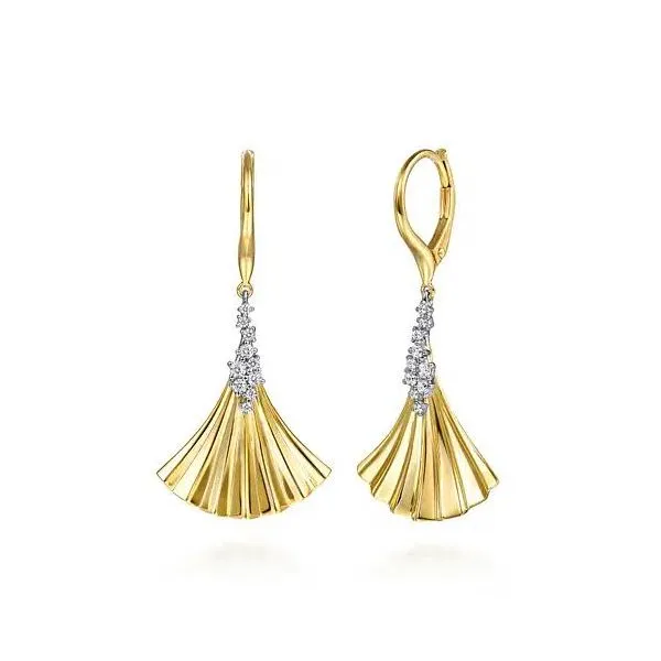 Lady's 14 Karat White And yellow Gold Drop Fan Natural Diamond Earrings With 0.25Tw Round SI Diamonds EG15517M45JJ - Brax jewelers Brax Jewelers Newport Beach, CA