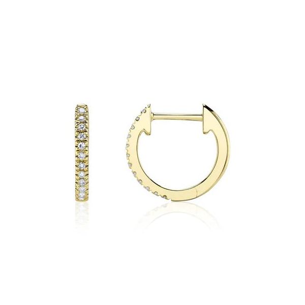 Lady's Huggie Natural 0.07Ct Round Diamond Earrings 14 Karat Yellow Gold Image 3 Brax Jewelers Newport Beach, CA
