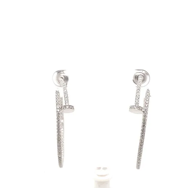 Lady's Large Hoop Natural Diamond Earrings 18 Karat White Gold E86313 - Brax jewelers Brax Jewelers Newport Beach, CA
