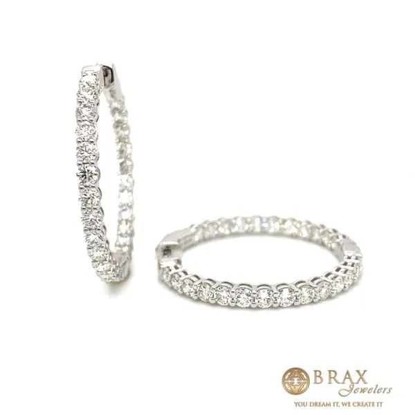 14K White Gold Large 5.00Ct Lab Diamond Hoop Earrings Brax Jewelers Newport Beach, CA