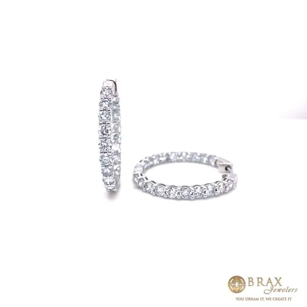 14K White Gold Small 3.00Ct Lab Diamond Hoop Earrings Brax Jewelers Newport Beach, CA