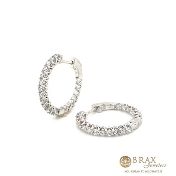 14K White Gold Small 1.00Ct Lab Diamond Hoop Earrings Image 2 Brax Jewelers Newport Beach, CA