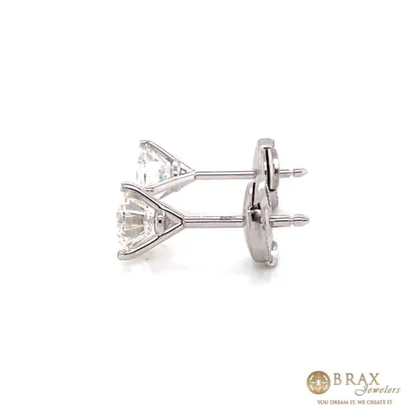 14K White Gold Lab Grown Stud Earrings Image 2 Brax Jewelers Newport Beach, CA