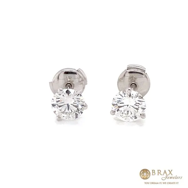 14K White Gold Lab Grown Stud Earrings Brax Jewelers Newport Beach, CA