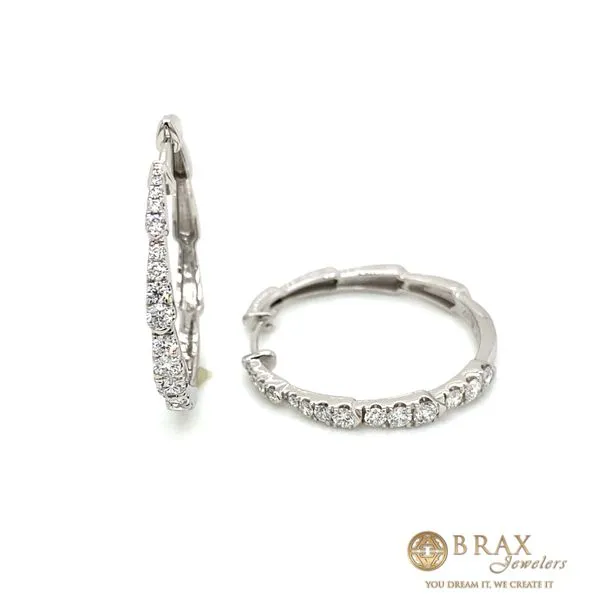 14K White Gold Medium Lab Diamond Hoop Earrings Brax Jewelers Newport Beach, CA