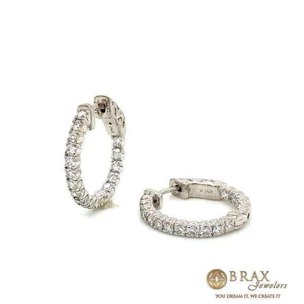 14K White Gold Small 0.95Ct Lab Diamond Hoop Earrings Image 2 Brax Jewelers Newport Beach, CA