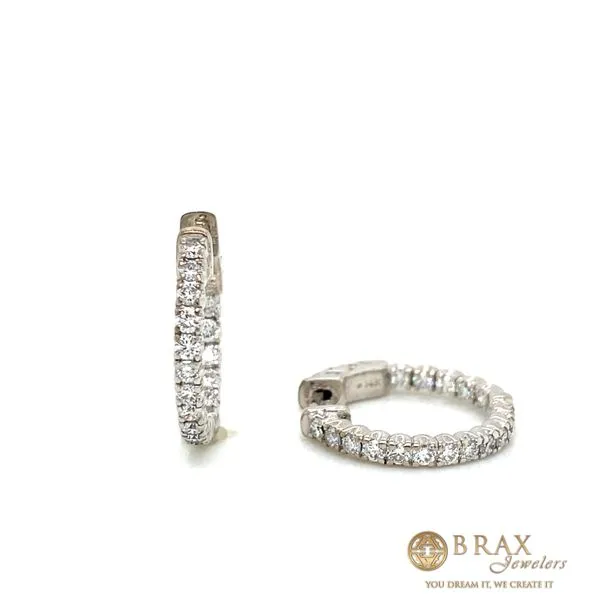 14K White Gold Small 0.95Ct Lab Diamond Hoop Earrings Brax Jewelers Newport Beach, CA