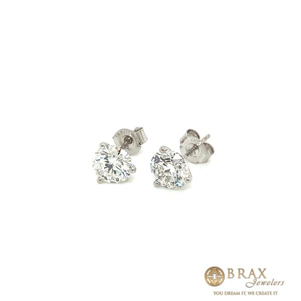 2.50 Lab Grown Diamond Earrings 14 Karat White Gold  - Brax jewelers Image 3 Brax Jewelers Newport Beach, CA