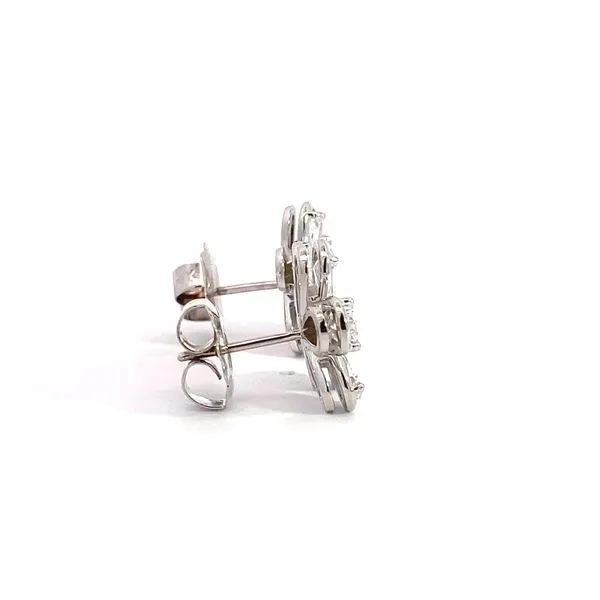 Christopher Design Clover Stud Diamond Earrings 14 Karat White Gold L600ER-X300 - Brax jewelers Image 4 Brax Jewelers Newport Beach, CA