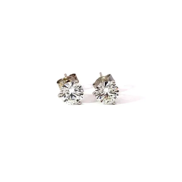 14 Karat White Gold Stud Lab Grown Diamond Earrings With 2, 2.12Tw Round Lab Grown Diamonds Brax Jewelers Newport Beach, CA