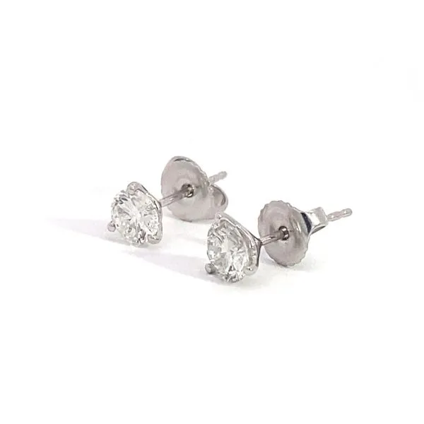 14 Karat White Gold Stud Lab Grown Diamond Earrings With 2, 1.00Tw Round Lab Diamonds Image 3 Brax Jewelers Newport Beach, CA