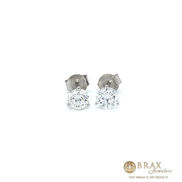Stud Lab Grown 1.00Tw Diamond Earrings 14 Karat White Gol...