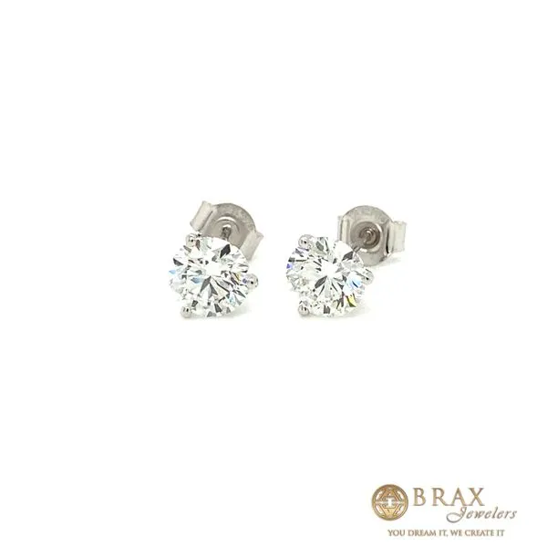 14 Karat White Gold Lab Grown Round Diamond Earrings Brax Jewelers Newport Beach, CA