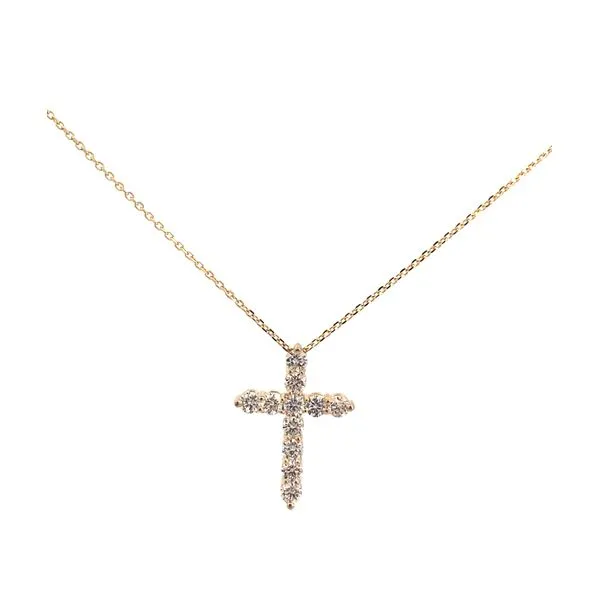 Diamond Cross Pendant  in Yellow Gold 14 Karat with 0.98Tw Natural Round Diamonds. Brax Jewelers Newport Beach, CA
