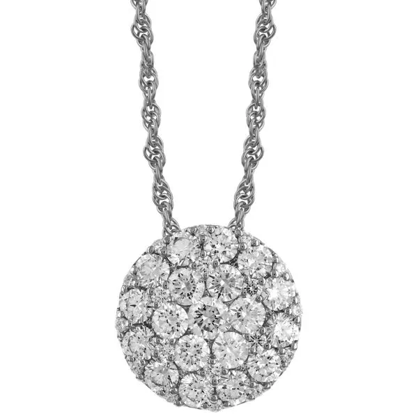 Lady's 14 Karat White Gold Cluster Diamond Pendant With 1.50Tw Round Natural Diamonds Brax Jewelers Newport Beach, CA
