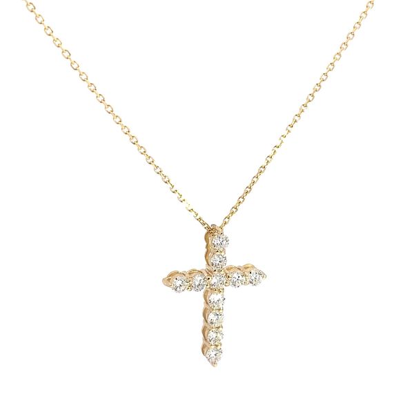 Lady's 14 Karat Yellow Gold Cross Diamond Pendant With Round Diamonds Image 3 Brax Jewelers Newport Beach, CA