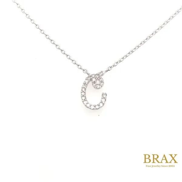 C Initial  White Gold Diamond Pendant, 0.05Tw Round Diamonds - Brax Jewelers Brax Jewelers Newport Beach, CA