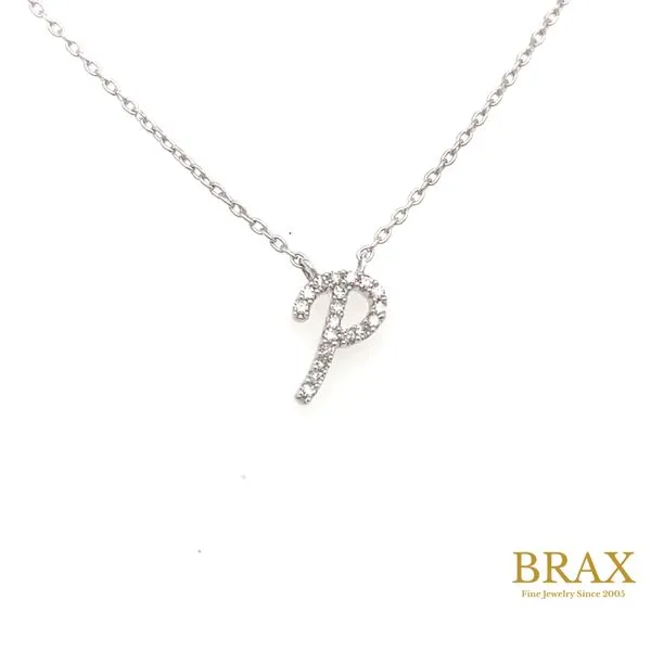 P Initialt White Gold Diamond Pendant, 0.05Tw Round Diamonds - Brax Jewelers Brax Jewelers Newport Beach, CA